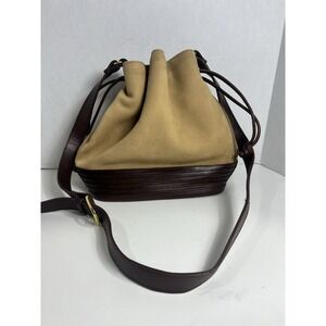 Vintage Tignanello Two Tone Leather  Drawstring Bucket Bag
